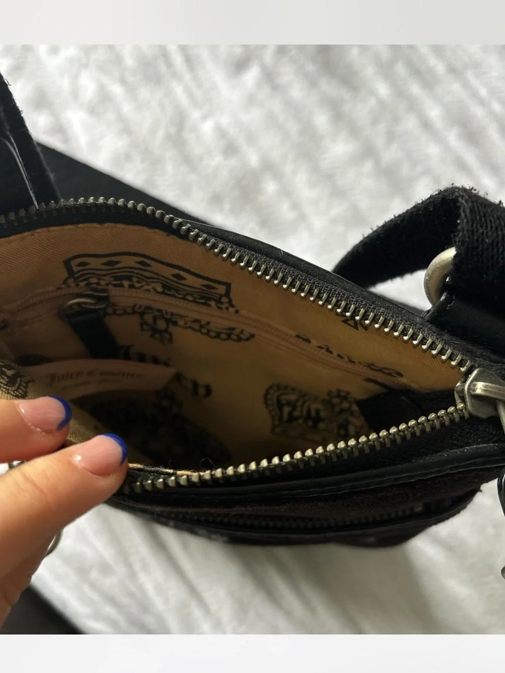 Juicy Couture Black Rhinestone Logo Crossbody Bag